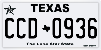 TX license plate CCD0936