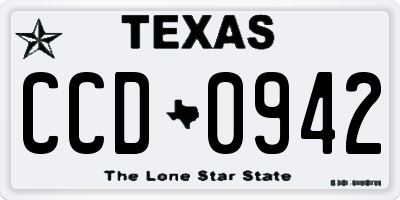 TX license plate CCD0942