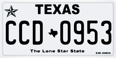 TX license plate CCD0953