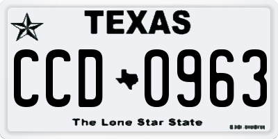 TX license plate CCD0963