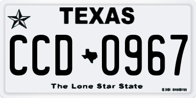 TX license plate CCD0967