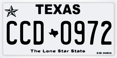 TX license plate CCD0972
