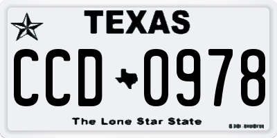 TX license plate CCD0978