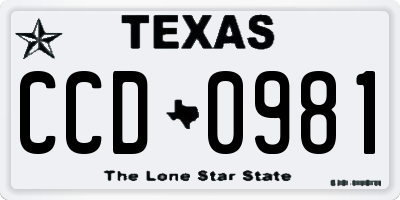 TX license plate CCD0981