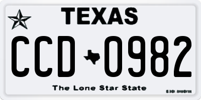 TX license plate CCD0982