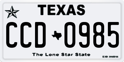 TX license plate CCD0985