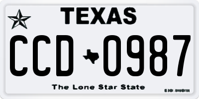 TX license plate CCD0987