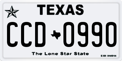 TX license plate CCD0990