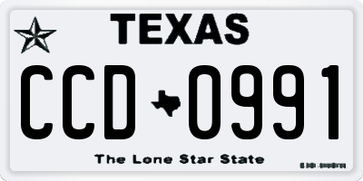 TX license plate CCD0991