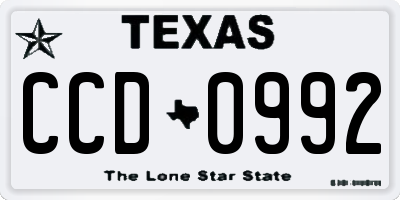 TX license plate CCD0992