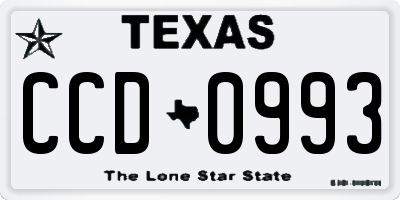 TX license plate CCD0993