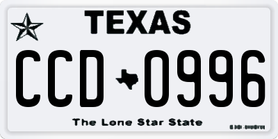 TX license plate CCD0996