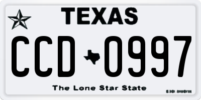 TX license plate CCD0997