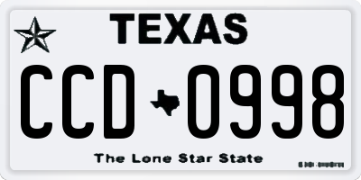 TX license plate CCD0998