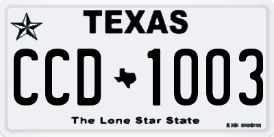 TX license plate CCD1003