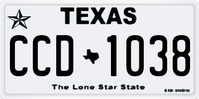 TX license plate CCD1038