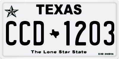 TX license plate CCD1203