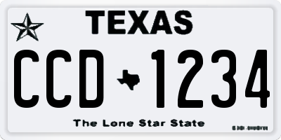 TX license plate CCD1234