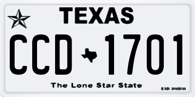 TX license plate CCD1701