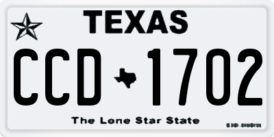 TX license plate CCD1702