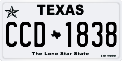 TX license plate CCD1838