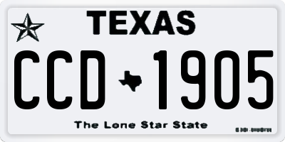 TX license plate CCD1905