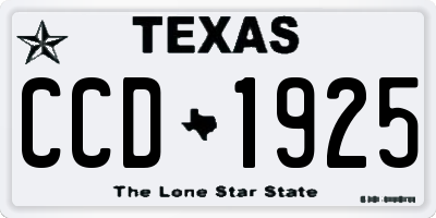 TX license plate CCD1925