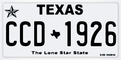 TX license plate CCD1926