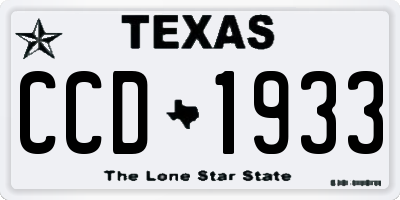 TX license plate CCD1933