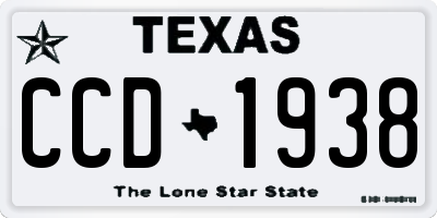 TX license plate CCD1938