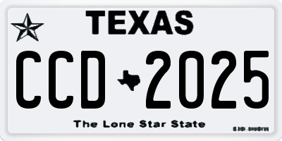 TX license plate CCD2025