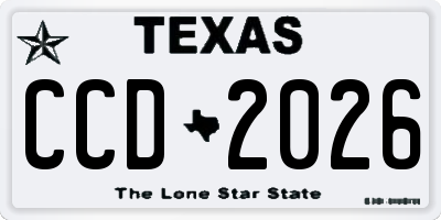 TX license plate CCD2026