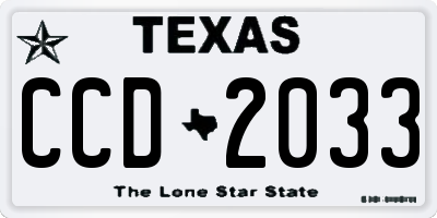 TX license plate CCD2033