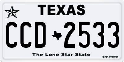 TX license plate CCD2533