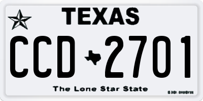 TX license plate CCD2701
