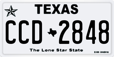 TX license plate CCD2848