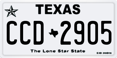 TX license plate CCD2905