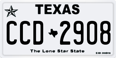 TX license plate CCD2908