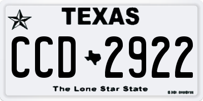 TX license plate CCD2922