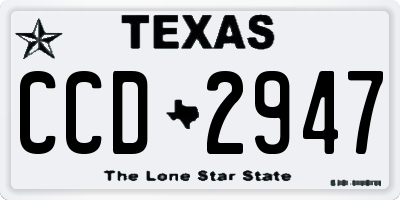 TX license plate CCD2947