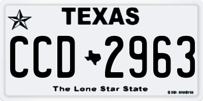 TX license plate CCD2963