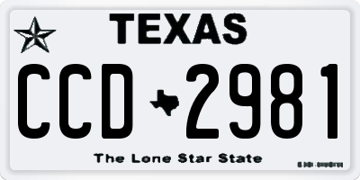 TX license plate CCD2981