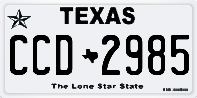 TX license plate CCD2985