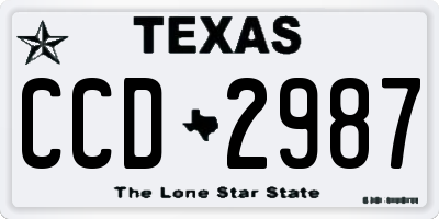 TX license plate CCD2987