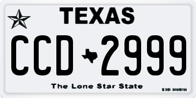 TX license plate CCD2999