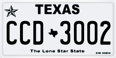 TX license plate CCD3002