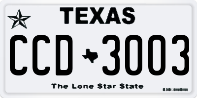 TX license plate CCD3003