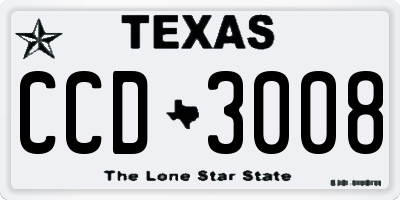 TX license plate CCD3008