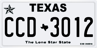 TX license plate CCD3012