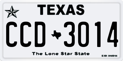 TX license plate CCD3014